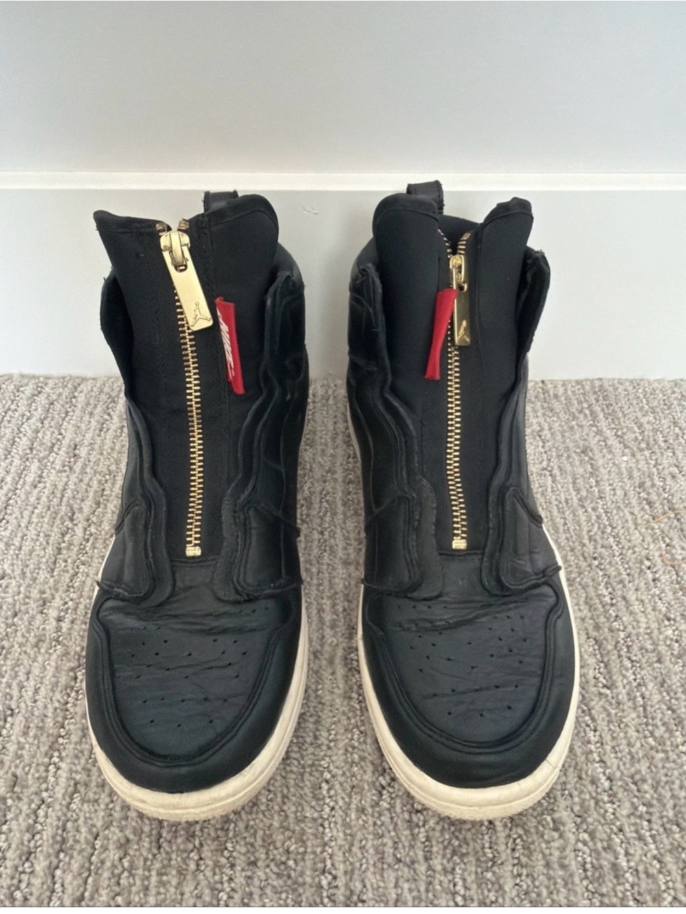 Nike women’s Air Jordan 1 Retro high Zip Sneakers with Gold Zipper - size 8
